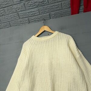 Windridge Mervyns Vintage Cream Cable Knit Crewneck Sweater Mens Large Korea